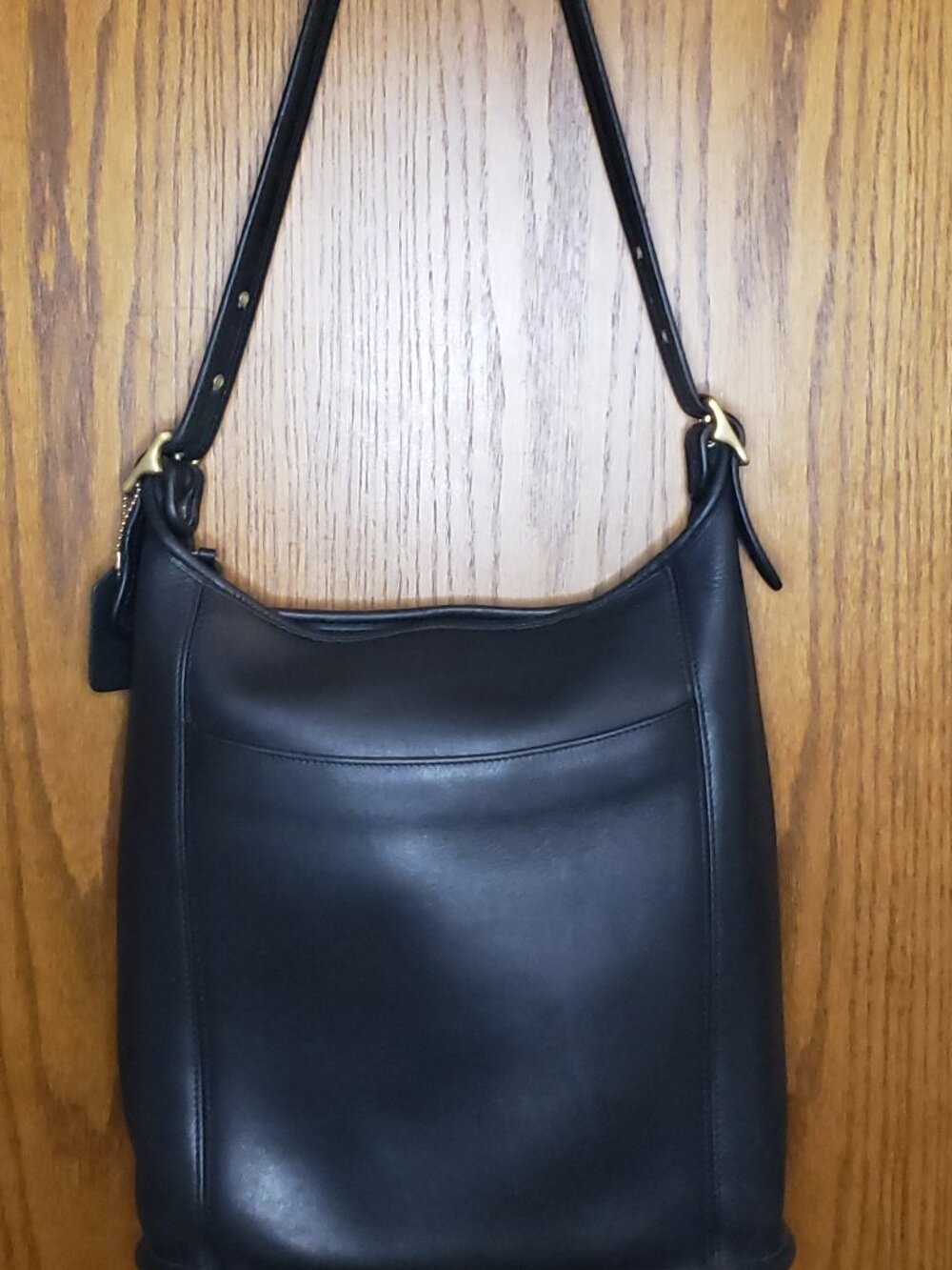 Vintage COACH Black Slim Duffel Sac Shoulder Crossbody Bag #9060